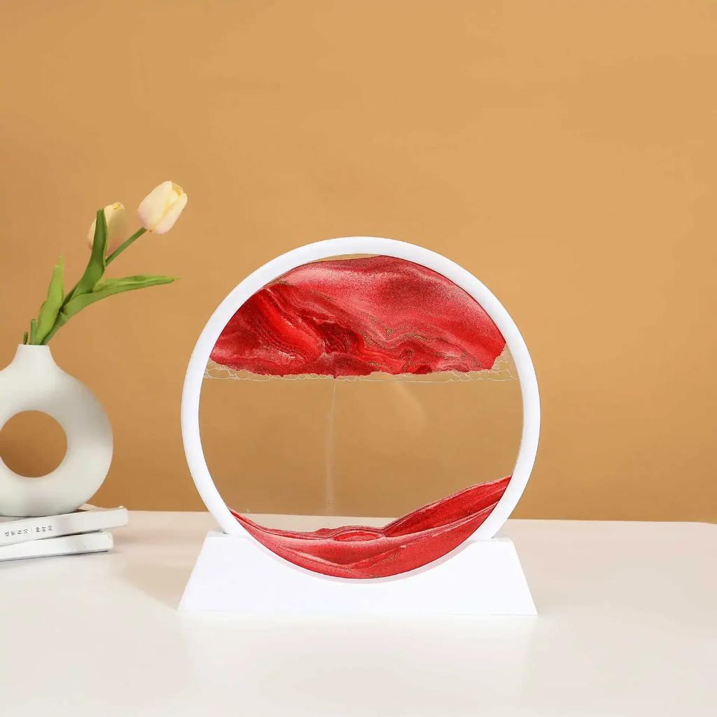 3D Sandscape Moving Sand Art Картина Quicksand Craft Круглое стекло Глубокая морская жидкость Песочные часы Текучая песчаная картина Домашний декор Подарок