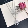 Japan and Korea Fashion Double-layer Diamond-encrusted Necklace Women's Versatile Simple Long Sweater Chain Snowflake Pendant Temperament Pendant