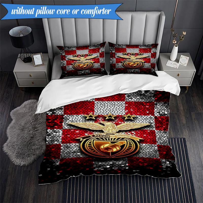 3PCS Benfica Football Club Printed Soft Bedding Set,Including 1pc Duvet Cover And 2pcs Pillowcases Perfect for Bedroom, Dormitory, Fan gift