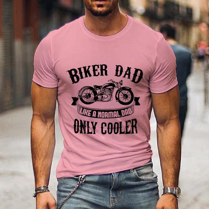 Футболка с графическим принтом Biker Dad Only Cooler для мужчин, летняя черная футболка с коротким рукавом в винтажном стиле, забавная модная футболка ко Дню отца для мужчин