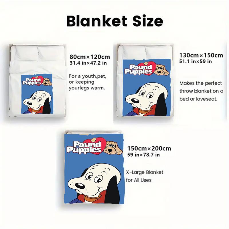 Pound Puppies 2D Flat Pattern Flannel Blanket High quality All Seasons Warmth and Comfort Perfect for Christmas Gifts.MMT0918176