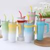 304 Stainless Steel Handle Ice Cream Cup 40oz Large Capacity Gradient Car Cup Vacuum Straw Insulated Cup