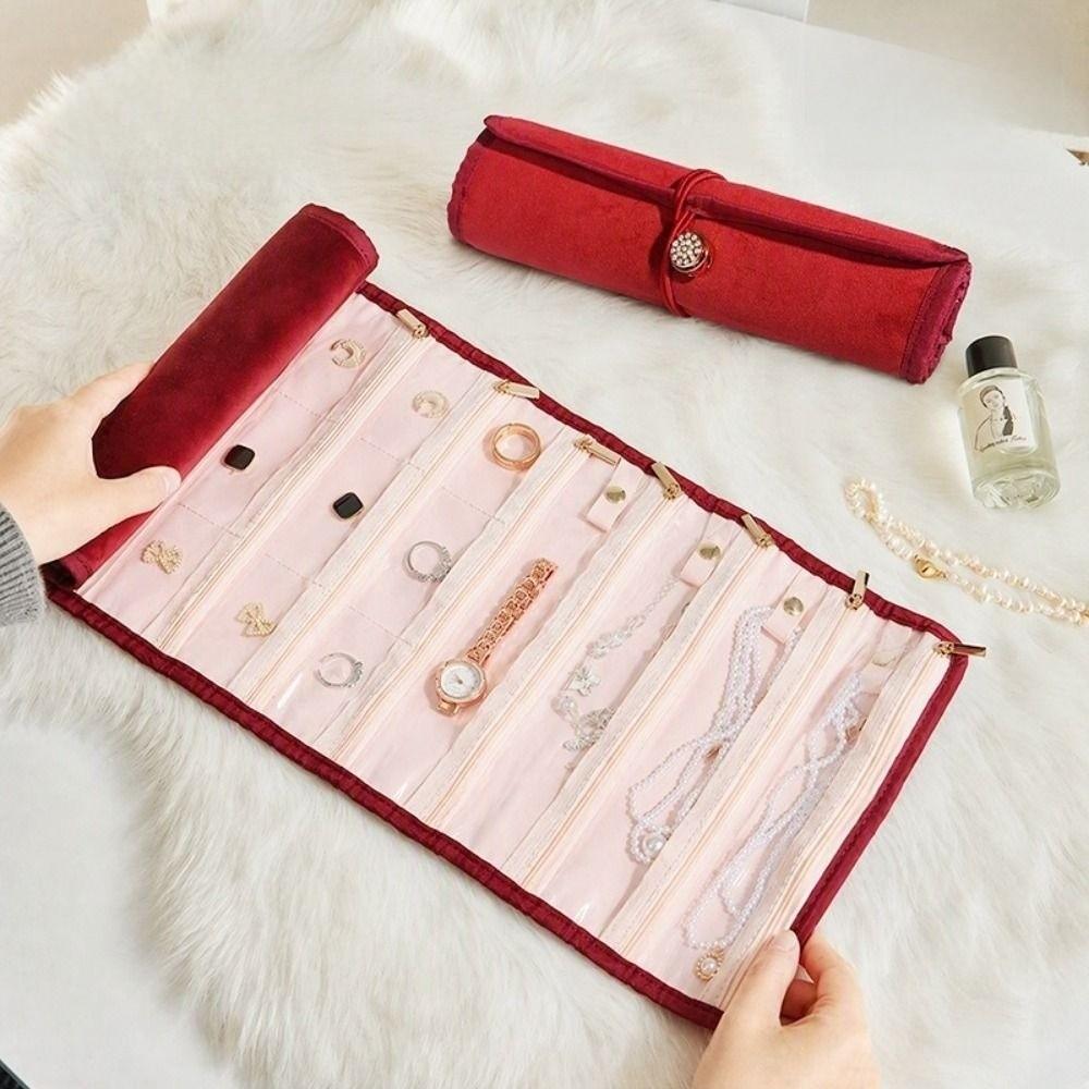 Rollable Rolled Jewelry Storage Bag Multi Layer Jewelry Storage Book Travel Jewelry Case  Gift