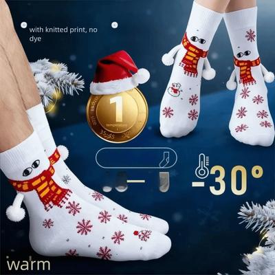 С выражением, магнитные носки, держащиеся за руки, мультяшные носки до середины икры для женщин и мужчин