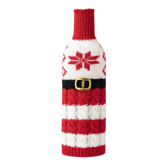 Рождественский чехол для бутылки вина, многоразовый вязаный чехол с буквами, праздничный декор стола