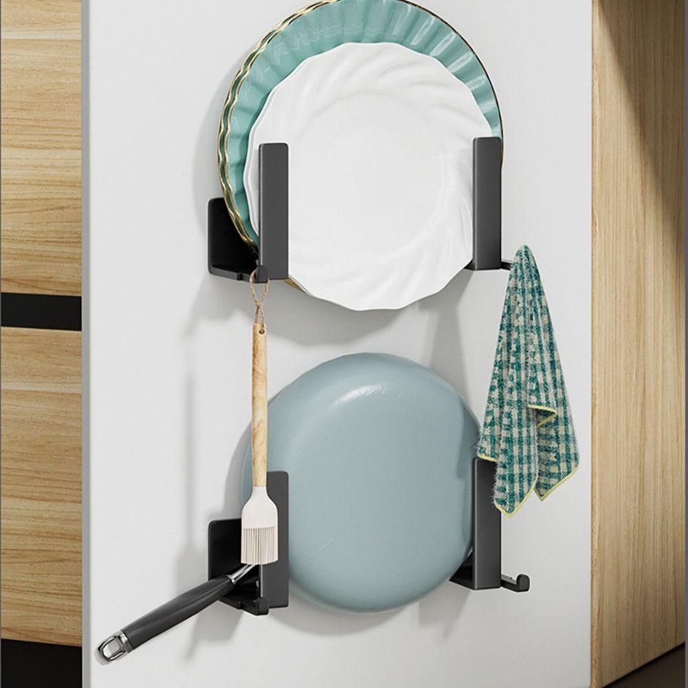 1/2 шт 18,2*6,5 см держатель крышки без проколов черный настенный кухонный стеллаж для кастрюль с крышкой дверца