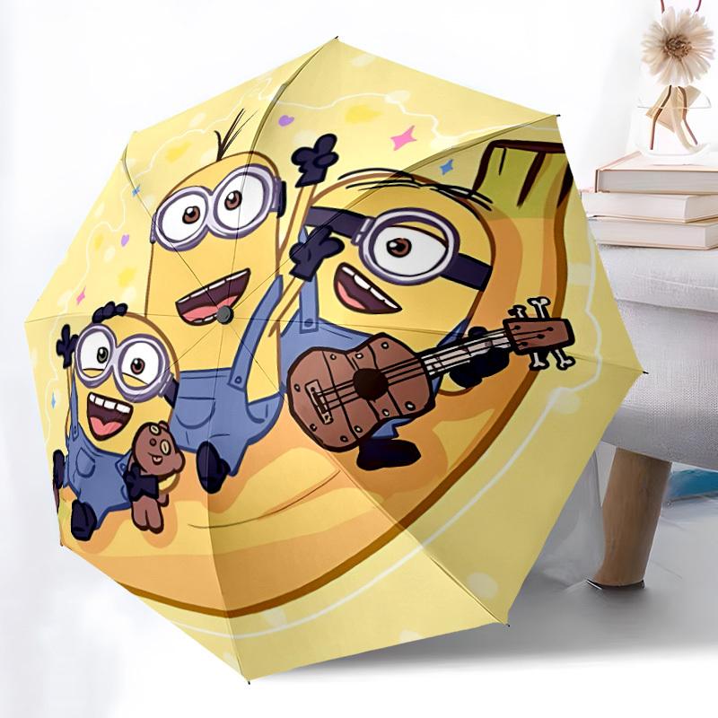 1 шт. Зонт-трость Minions, музыкальный, с автоматическим открытием/закрытием, складной, ветрозащитный, 8 спиц, легкий, для путешествий, для женщин/мужчин, a0903203