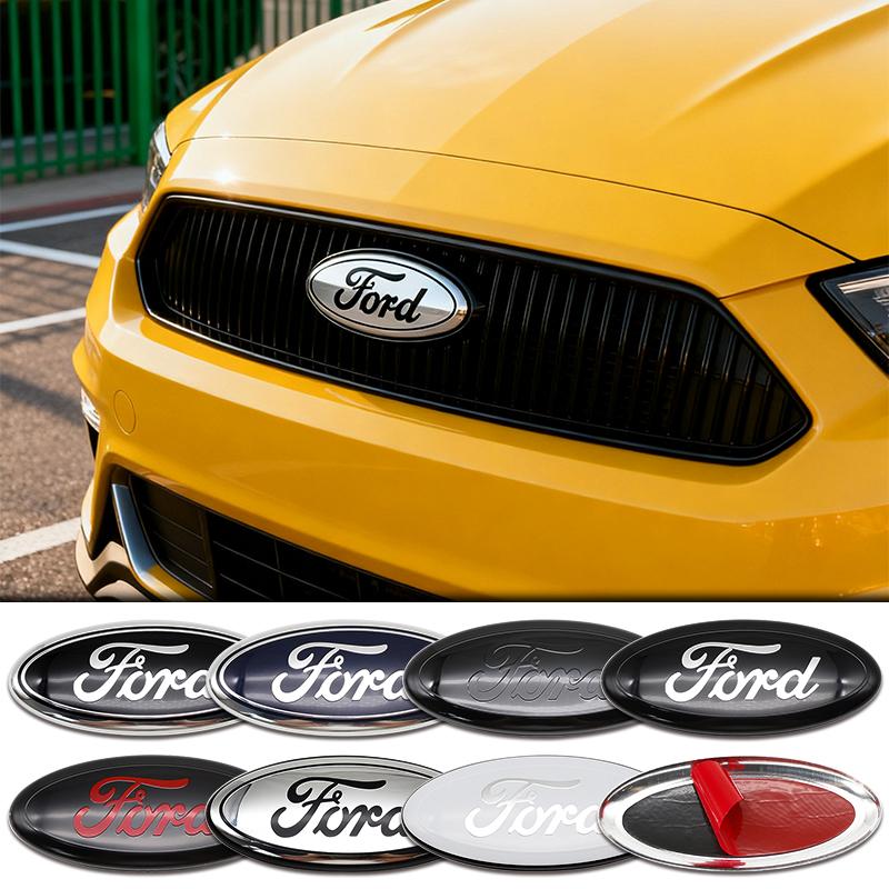 KLYA1 17.5cm Aluminum Overlay Emblem For Ford Focus Mk2 Front Grille Badge Fiesta Mk7 Ranger Mondeo Mk4 Hood Trunk Auto Accessories