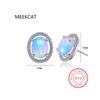 Oval Natural Opal Stone Stud Earrings For Women 925 Sterling Silver Vintage Femme Gemstone Fine Jewelry Brincos de Prata