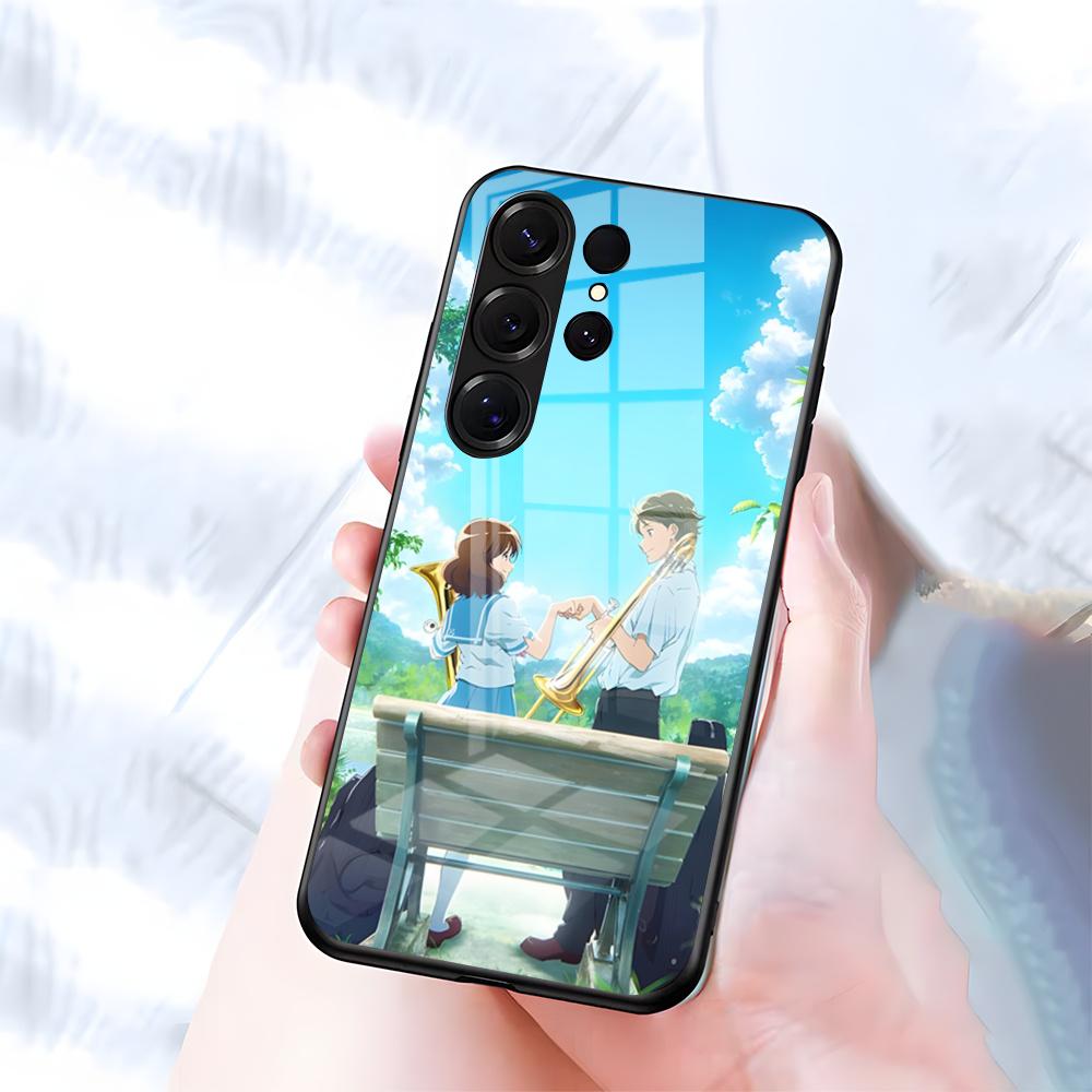 Чехол для телефона S-Sound E-Euphonium для Samsung S26 S25 S24 FE S23 S22 S21 Plus S20 Ultra Note20Ultra Черная стеклянная крышка