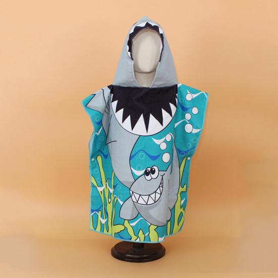 Children Bath Towel Cartoon Printing Kids Beadch Hooded Bath Wrap Poncho Quick-drying