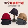 Top Hat Women's Autumn and Winter Wool Retro Woolen Hat Dome Fashion Versatile Basin Hat Outdoor Warm Bucket Hat