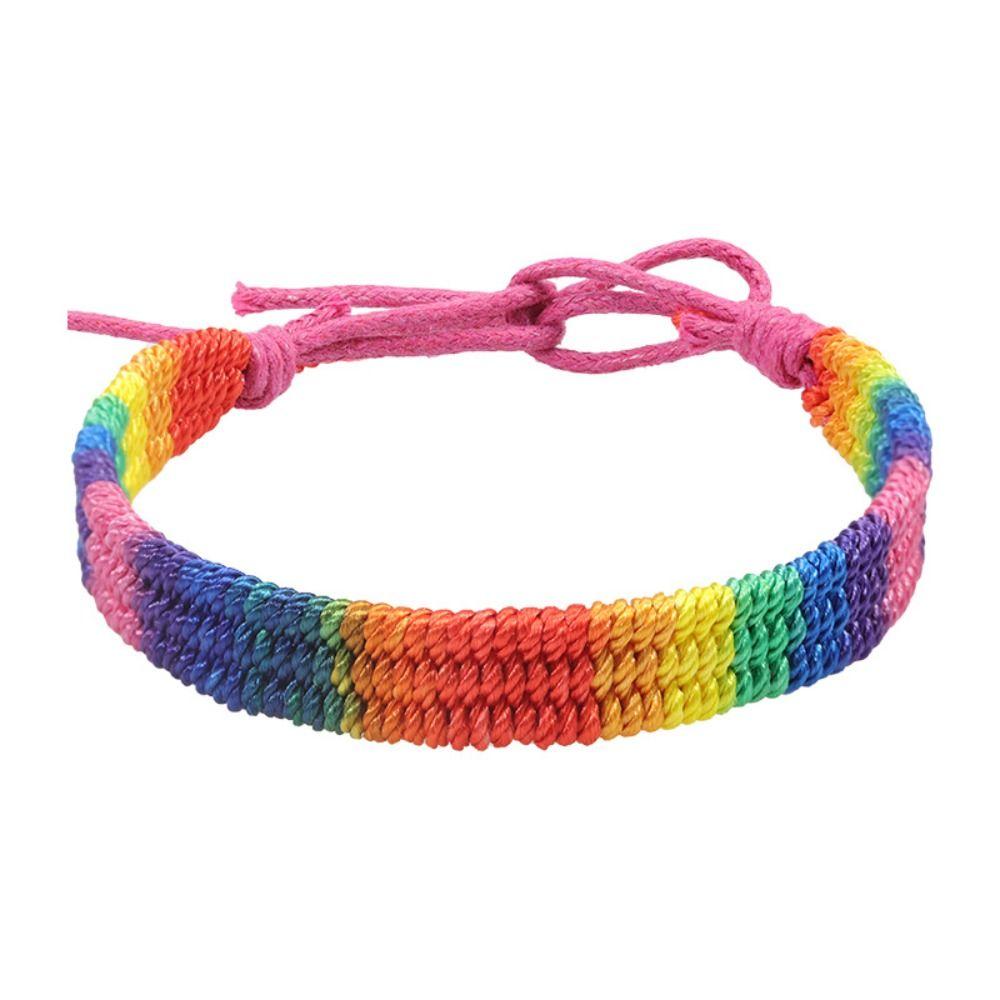 Classic Rainbow Braided String Bracelet Adjustable Bohemian Rope Woven Hand Chain Women