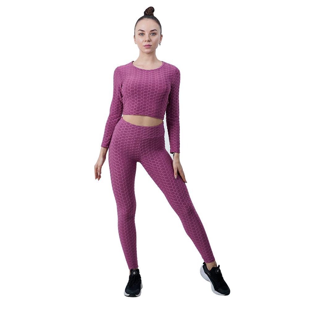 Европейский и американский женский комплект для йоги: Фитнес-одежда с высокой талией, с эффектом пуш-ап для ягодиц, персикового цвета
