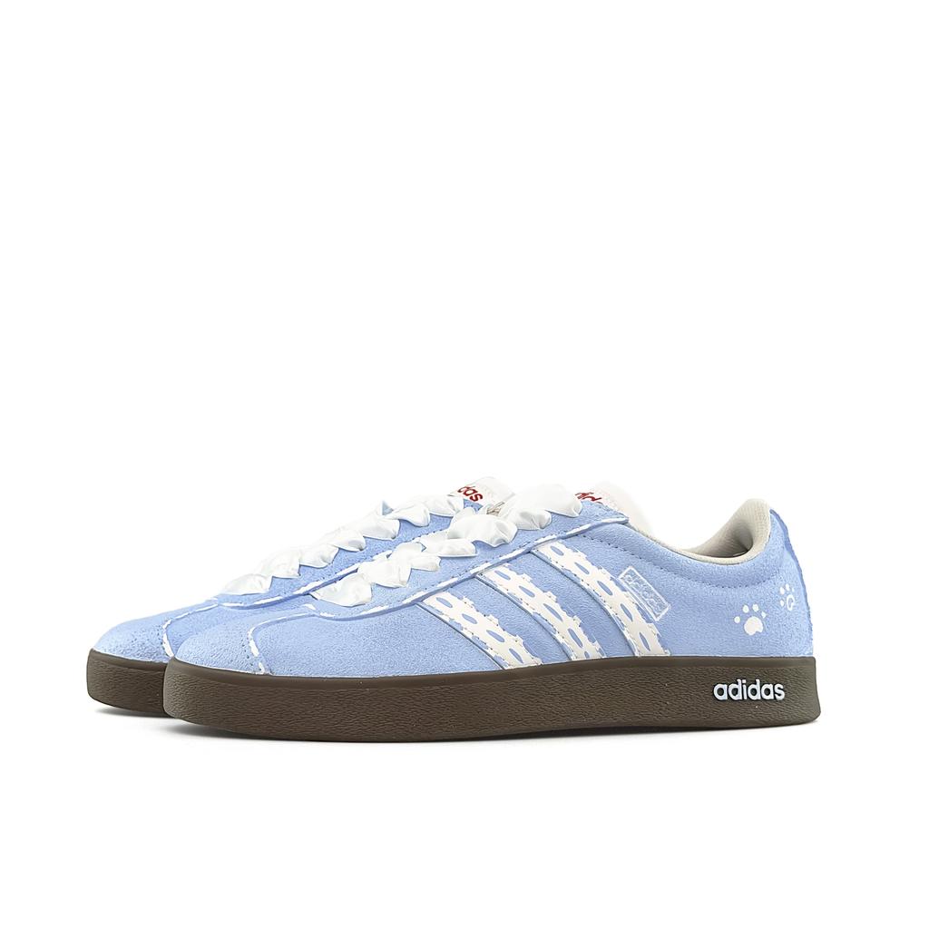 Adidas VL COURT 2.0 Blue Island Light Step Abrasion Resistant Lightweight Low top Skateboard Shoes Unisex White Blue JS3003(Team920-)