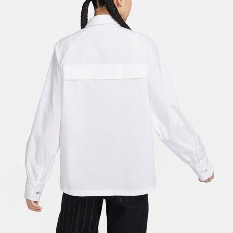 Nike Коллекция ко Дню святого Валентина, повседневная спортивная рубашка с длинным рукавом и вышитыми деталями, женские топы, белый цвет HF1131-100