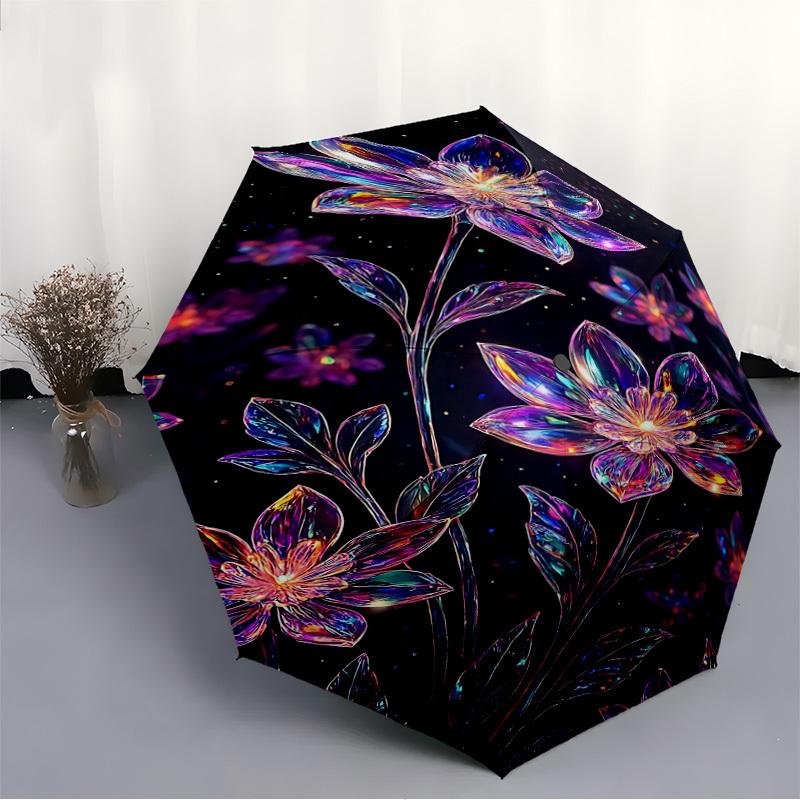 1pc Floral Fantasy Automatic Open/close Umbrella, 8-Rib sturdy structure, Auto Folding/Opening, Portable Travel Umbrella for Women,127