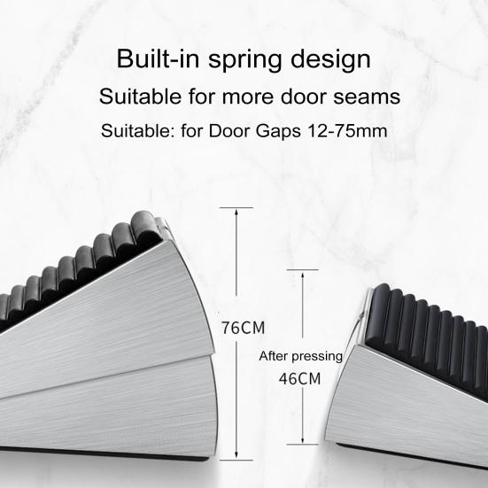 Металлический пружинный дверной упор, клиновой настенный протектор, прочный цинковый сплав, регулируемая высота, противоскользящий, ветрозащитный, без сверления, противоударный напольный дверной упор