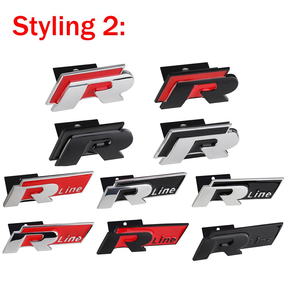 AABKX1 3D Metal R Rline Logo Badge Sticker Car Front Grille Trunk Emblem Stickers For Volkswagen VW Polo Golf Polo CADDY Beetle Jetta R