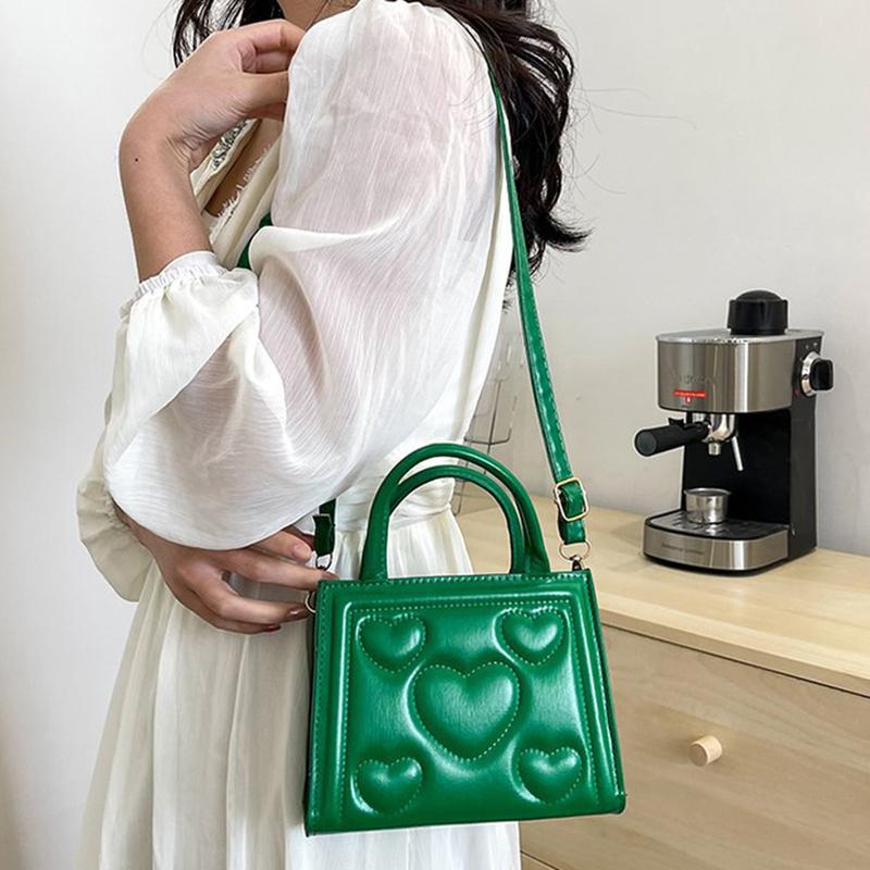 Шикарная ретро однотонная мини-сумка, универсальная сумка через плечо из искусственной кожи в корейском стиле с узором в виде сердца и любви для девочек старшей школы