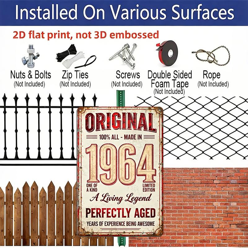 2D Flat Vintage Metal Aluminum Decorative Sign (8'' X 12''), Made in 1964, Perfectly Aged Living Legend Retro Wall Art, Home Decor for Bar, Living