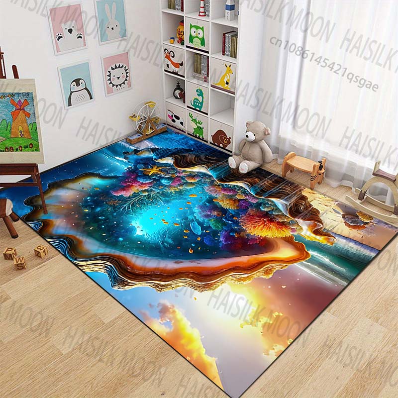 New product Ocean Scene Inside Shell Carpet for Living Room Bedroom Bedside Floor Mat Cloakroom Children Playing Mat Area Rug
