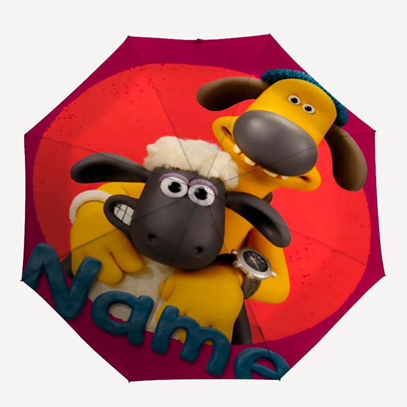 Custom Name Shaun the Sheep Theme Automatic Umbrella, Lightweight & Portable, 8 Rib, Perfect for Outdoor Travel, Birthdays, Christmas, Gifts.
