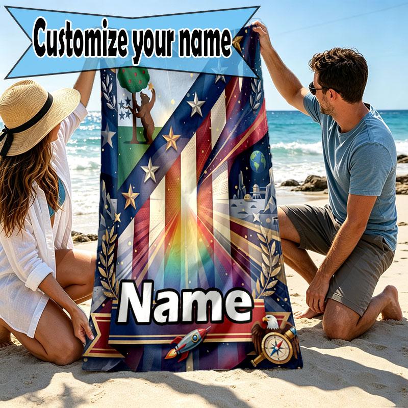 Custom Name Personalized Atletico Madrid Print Beach Towel, for Trip Camping Beach Party Home Decor, Birthday Gift for Family & Friends