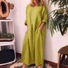 Women'S Casual Cotton And Linen Solid Color Loose Dress Straight Dress