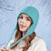 Осенне-зимняя женская вязаная шапка, уличное утепленное шерстяное зимнее ухозащитное ухо