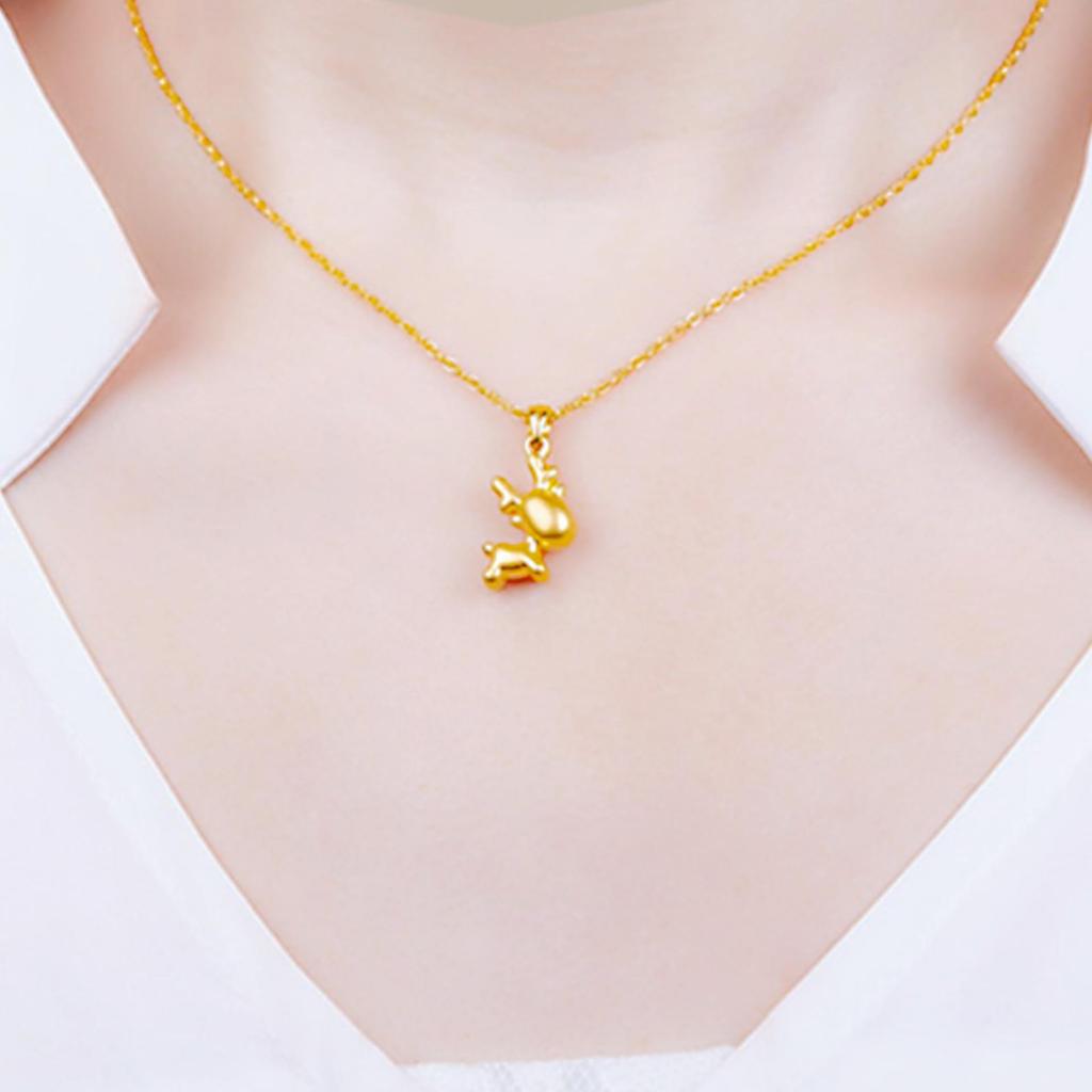 Yi Hua Gold Christmas Plum Blossom Reindeer Pendant Necklace for Men, Women, & Children