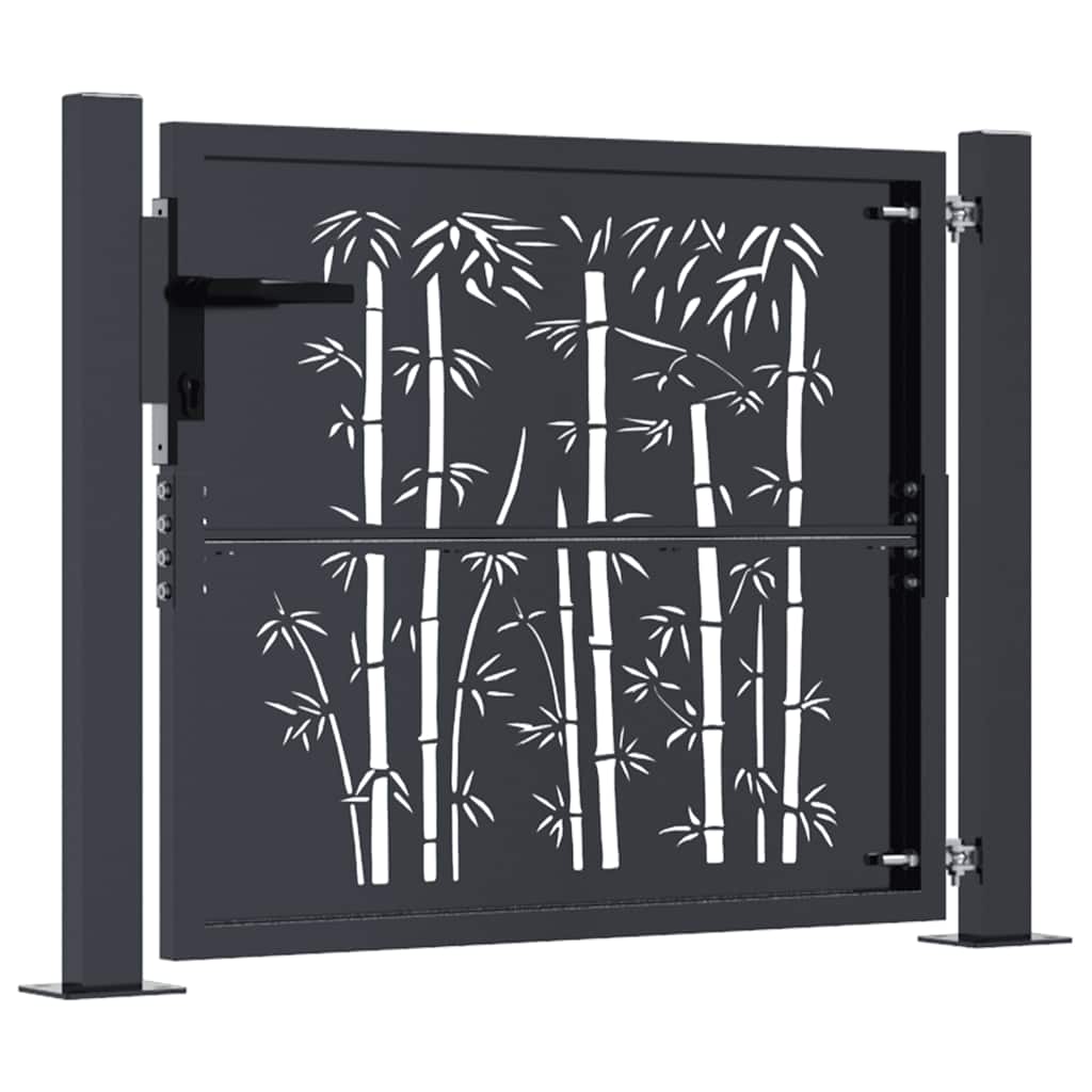 Vidaxl Furtka Ogrodowa, Antracytowa, 105X80 Cm, Stal, Motyw Bambusa