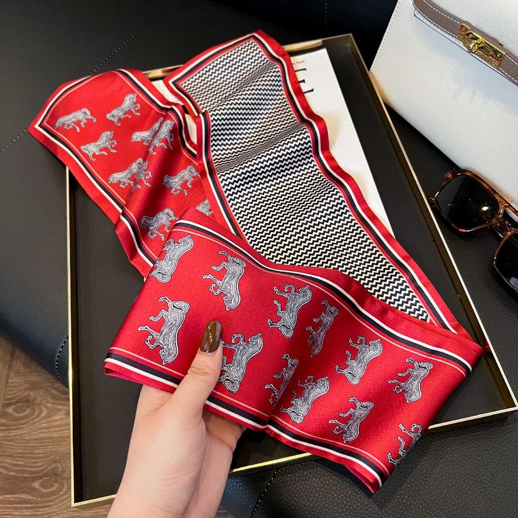 Spring and Autumn New Silk Scarf Korean Edition Fashion Matching Shirt Suit Professional Scarf Narrow Long Neck Neck Scarf