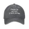 Vintage Please Be Patient I Have Autism Baseball Caps Unisex Style Distressed Washed Snapback Hat Outdoor Summer Hats Cap