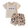 Toddler Boys Summer Outfits Duck Embroidered Short Sleeve T-Shirts Elastic Waist Shorts 2Pcs Clothes Set