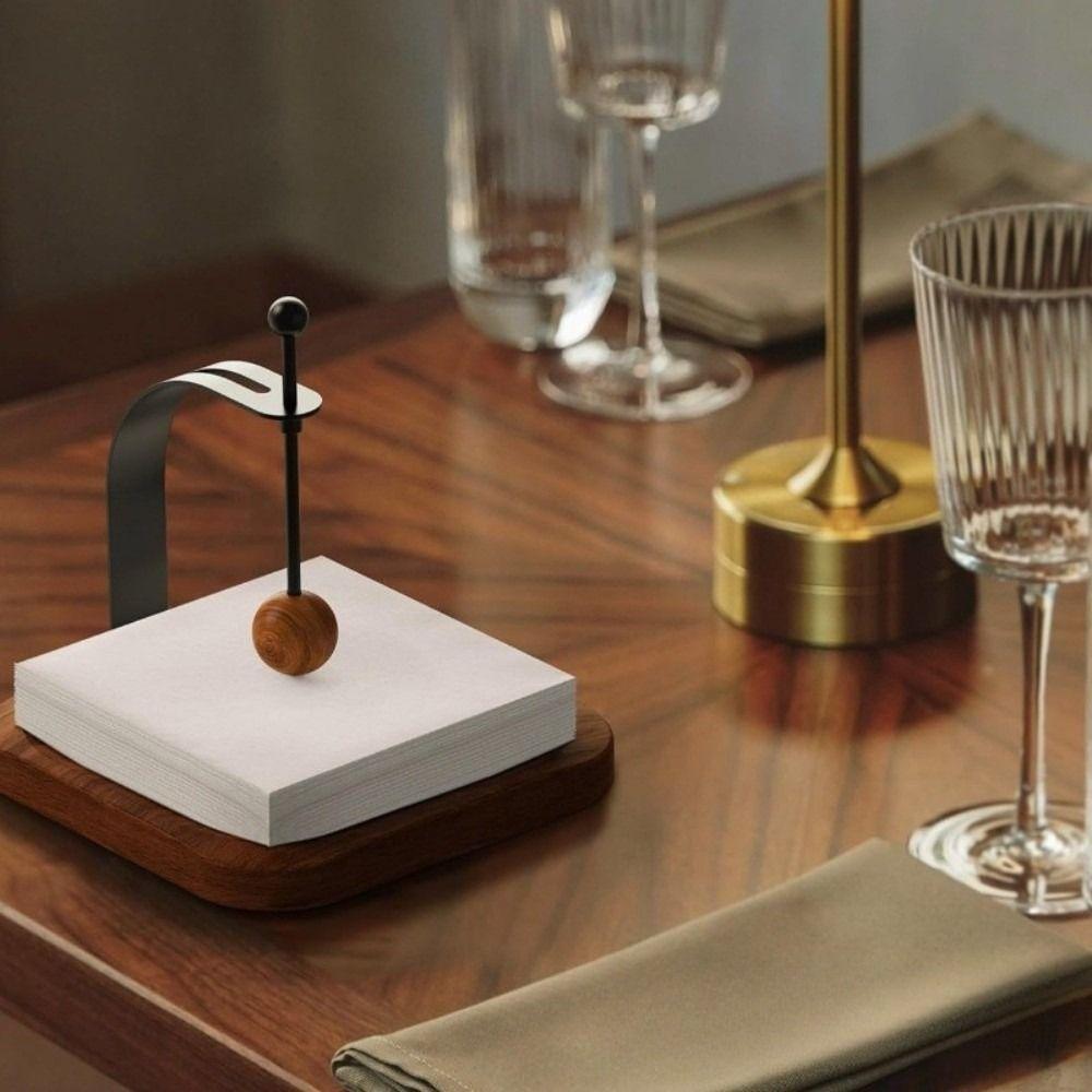 Solid Wood Cafe Napkin Holder Flat Tissue Stand Paper Towel Box Serviette Dispenser for Hotel