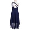 Kids Girls Ruched Shiny Beaded One Shoulder Dress High Waist High-low Hem Party Dress for Evening Proms