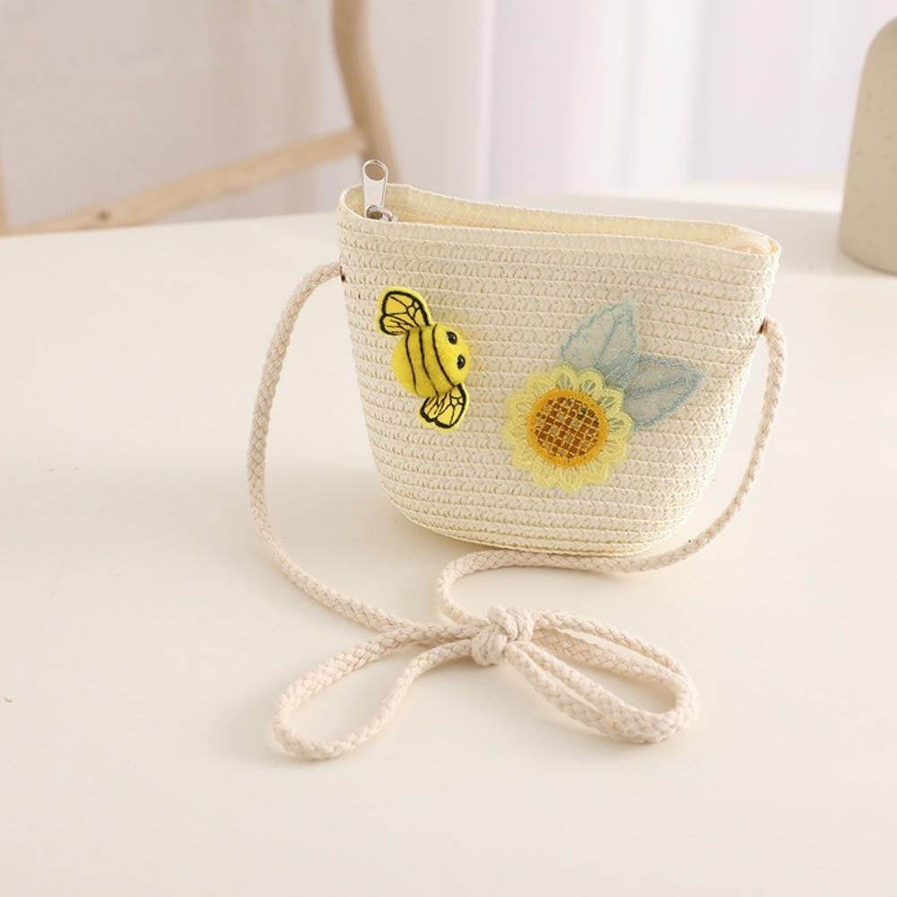Sweet Kids Sun Straw Hat Sunflower Bee Toddler Outdoor Sun Hat Sun Protection Hat Bag for Girls