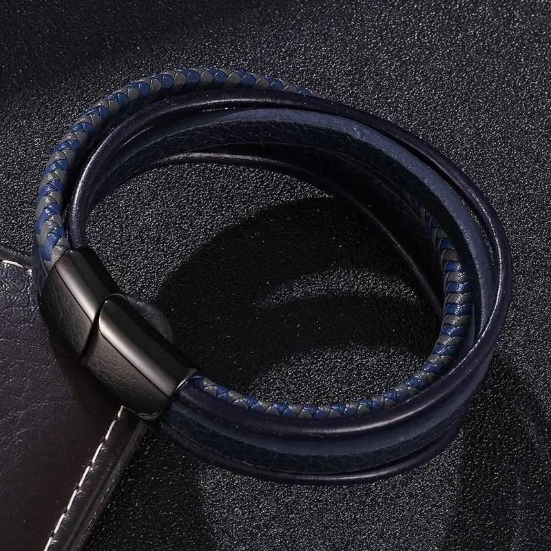 Плетеные кожаные браслеты ручной работы для мужчин и женщин, черный браслет-обертка, новые модные ювелирные изделия в подарок