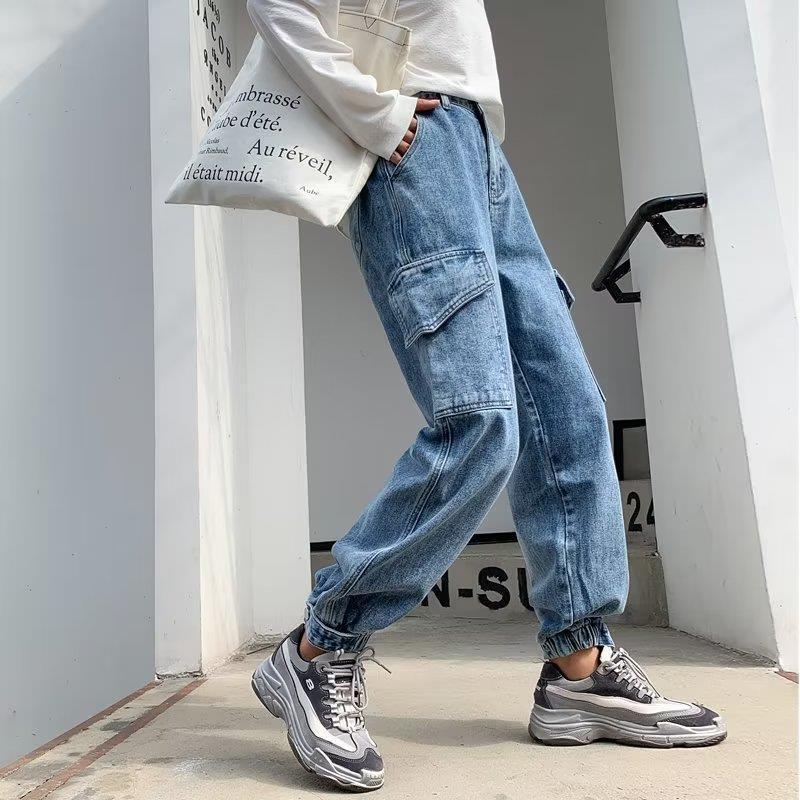 Women's American Retro High Street Denim Jeans: Spicy Girl Loose Fit, Slimming Straight Wide-Leg Pants
