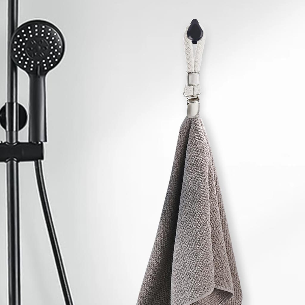 Набор из 12 штук зажимов для полотенец из нержавеющей стали и плетеной ткани, белого и серебристого цветов