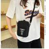 Casual Pocket Mobile Phone Messenger Bags Student Hip Hop Pouch Crossbody Bag Women Canvas Square Handbag Black Purse