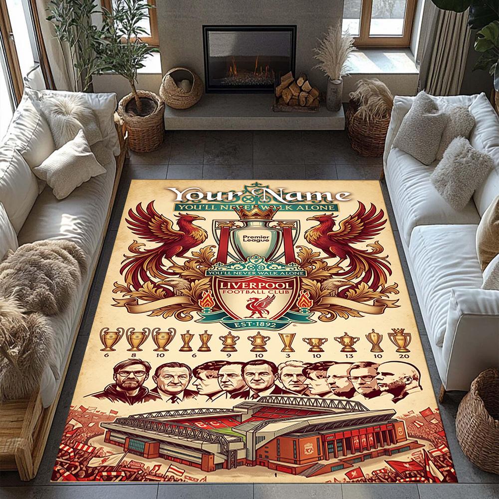 Liverpool Fc Customized Name Area Rug Suitable For Foyer Entryway Decorate Room Outdoor Antislip Carpet Anime Office Decor