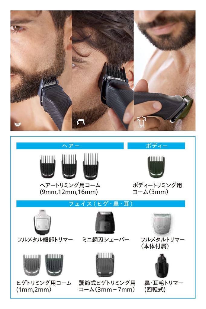 Philips Body Trimmer Multi Grooming Kit 5000 Series Body Shaver функции в 1 волоске черный (11 машинка для стрижки/триммер для бороды/нож) МГ5730/15