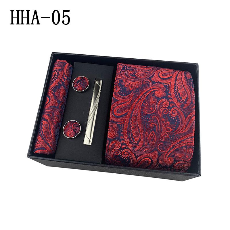 Cozy Up 5 Pieces Set Paisley Men's Tie Including Tie Square Cuff Tie Clip Gift Box