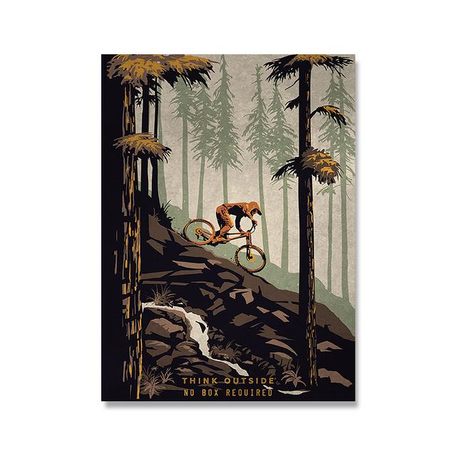 Ретро постеры с видами гор и иллюстрациями для велоспорта, масляная живопись в стиле ретро