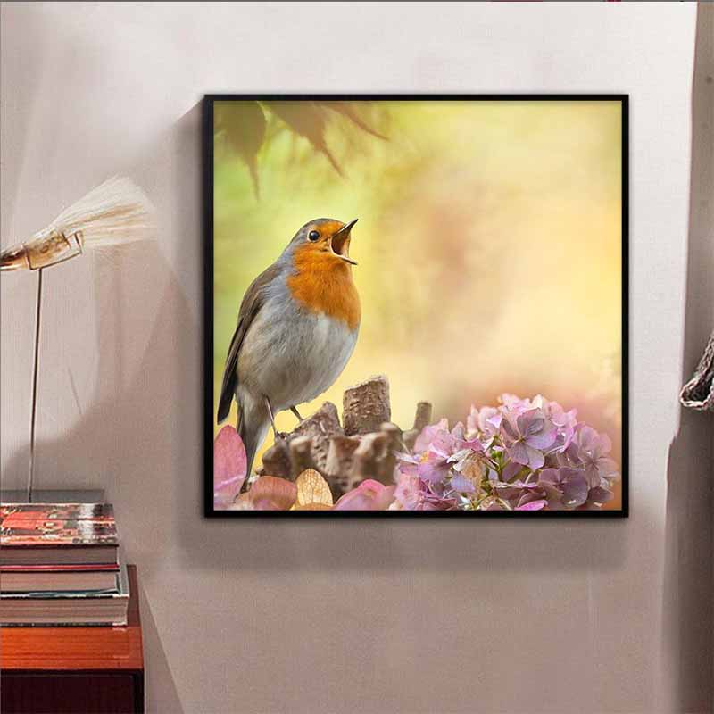 New Arrival 5D DIY Full Circle Diamond Painting "Birds Chirping" Embroidery Cross Stitch Home Decor Gift