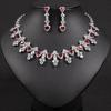 Women's Light Luxury Design Fashionable And Elegant Zircon Water Drop Necklace Earring Set Versatile And Unique Design Sense Set