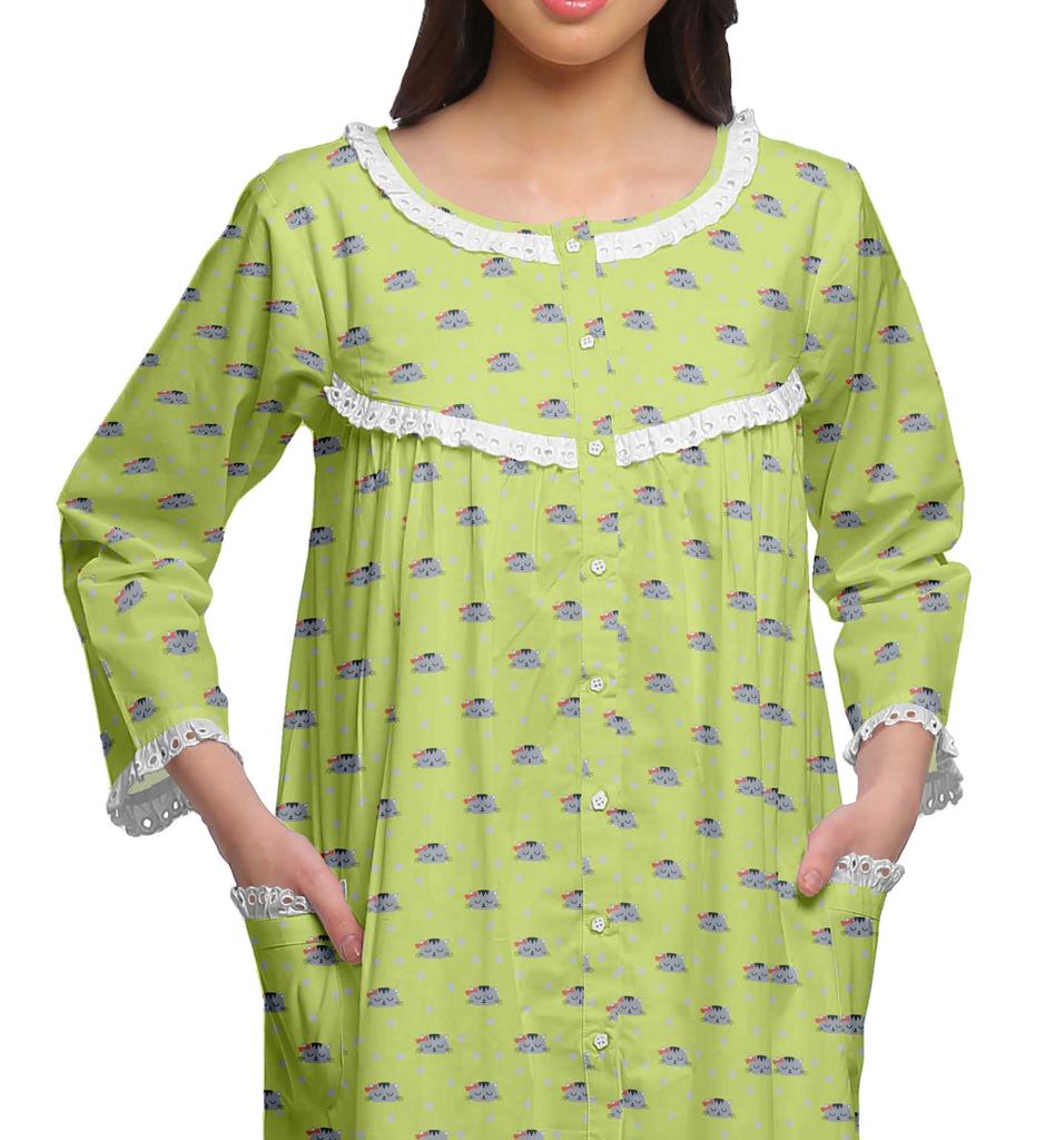 Moomaya Ночная рубашка с принтом 3-4 рукава, хлопковая пижама для кормящих мам