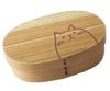 Fujishiro Kogei Magewappa Oval Lunch Box, Cat Design, Finished In Japan (470ml (Natural) Cat Design)